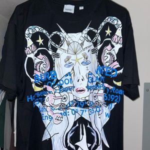 BURBERRY Black Montage Print Oversized T-Shirt (L)